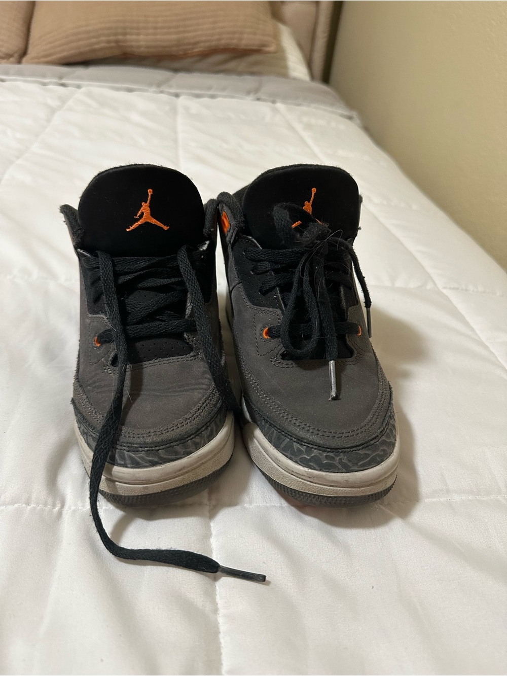 Nike Jordan Kids' Grey and Black Sneakers with Orange Jumpman
